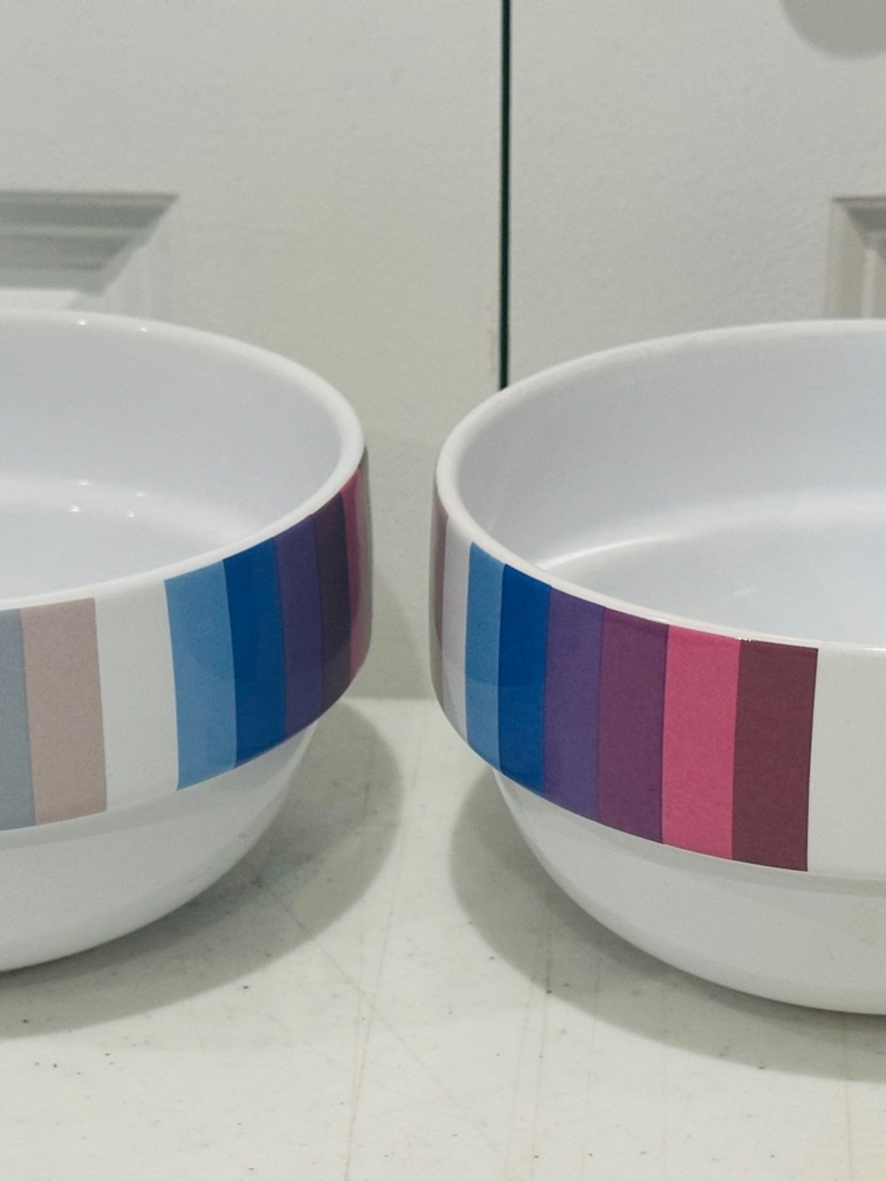 Novogratz Stripes Multi Color Ceramic Soup Cereal Bowl Rainbow Stoneware lot